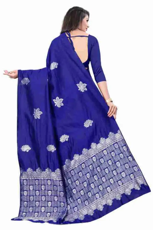 Banarasi Silk Saree  The Silver Elegance Edition ( blue, OS )