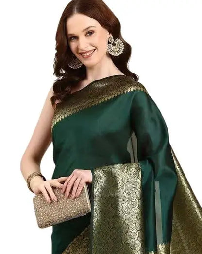 Jacquard Saree  Emerald Elegance Collection ( green, OS )