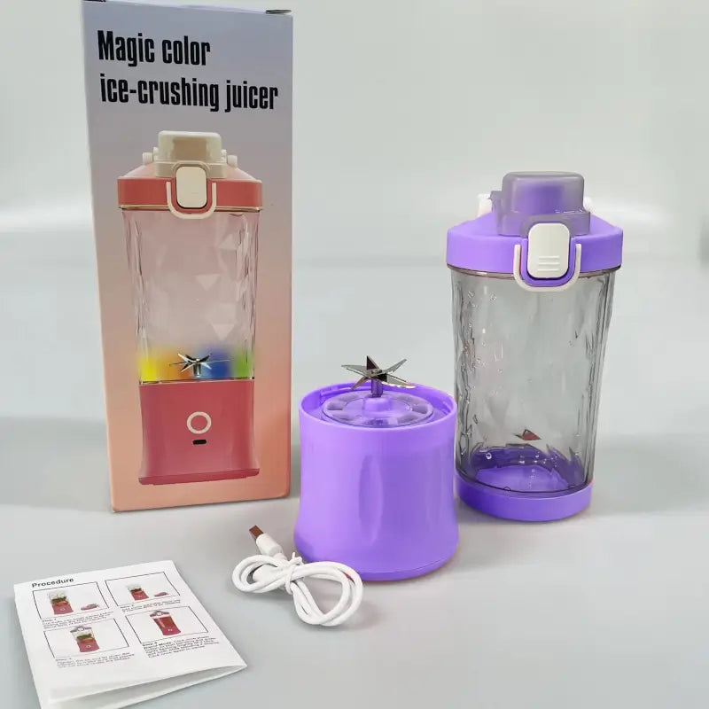 Electric Crusher Juicer With Multicolor Light, 8 Blades (600 ML / Multicolor) ( multicolor, Standard ).