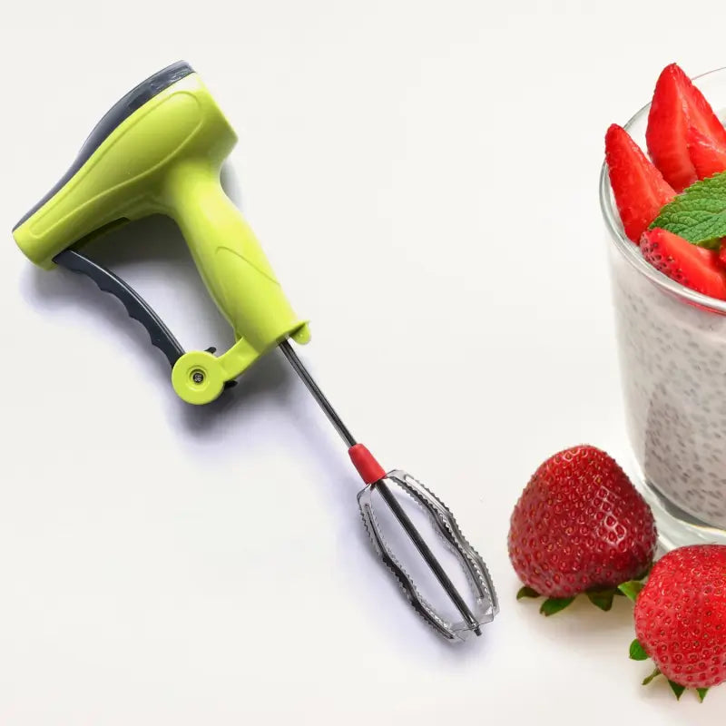 Power Free Manual Hand Blender with Stainless Steel Blades, Milk Lassi Maker, Egg Beater Mixer Rawai ( default, Standard )