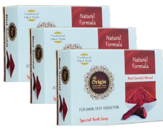 Red Sandal Wood 75GRM (Box) Coconut oil Handmade Natural Pure soap(Pack of 3)