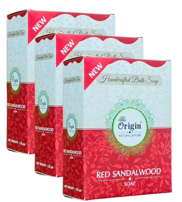 Red Sandalwood Soapn125 GRM (Box) Coconut oil Handmade Natural Pure soap(Pack of 3)