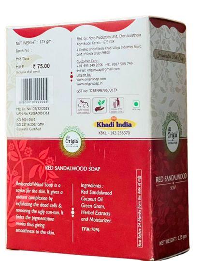Red Sandalwood Soapn125 GRM (Box) Coconut oil Handmade Natural Pure soap(Pack of 3)