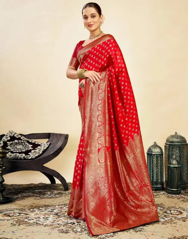 Jacquard Saree  Everyday Elegance Collection ( red, OS )