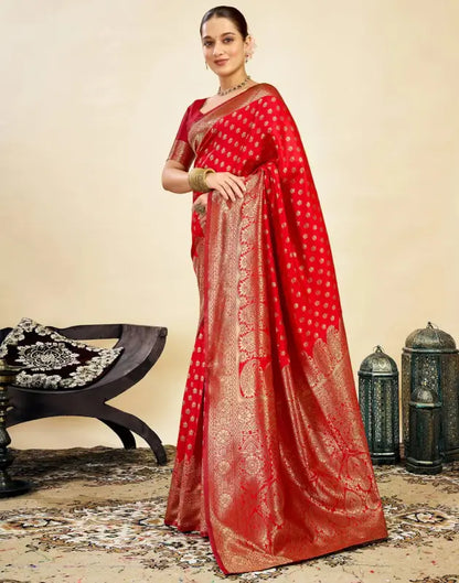 Jacquard Saree  Everyday Elegance Collection ( red, OS )