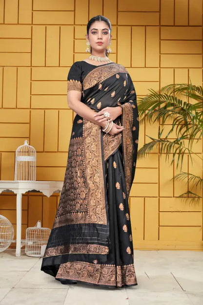 Jacquard Saree  Regal Aura Collection ( black, OS )