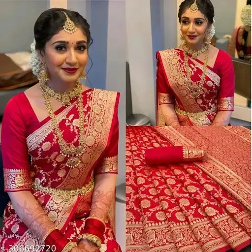 Silk Saree  The Bridal Red Royal Banarasi Collection ( red, OS )