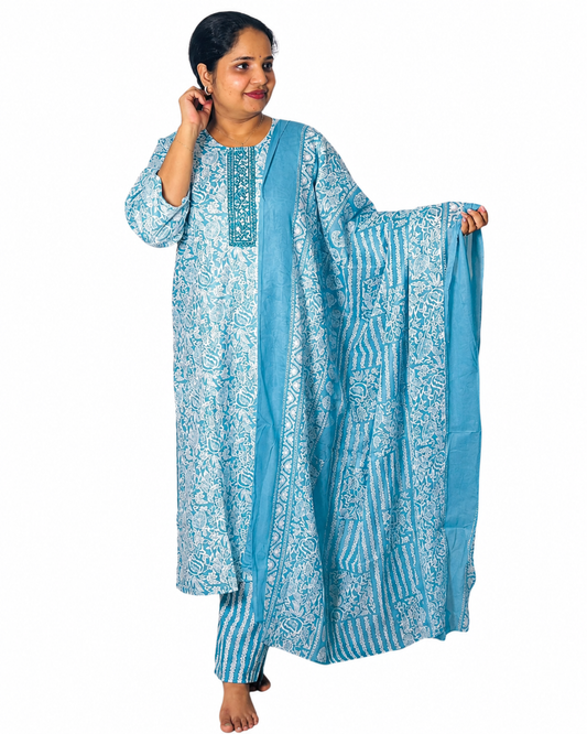 SURYA CHURIDAR-PEACOCK BLUE (411718) (4XL)