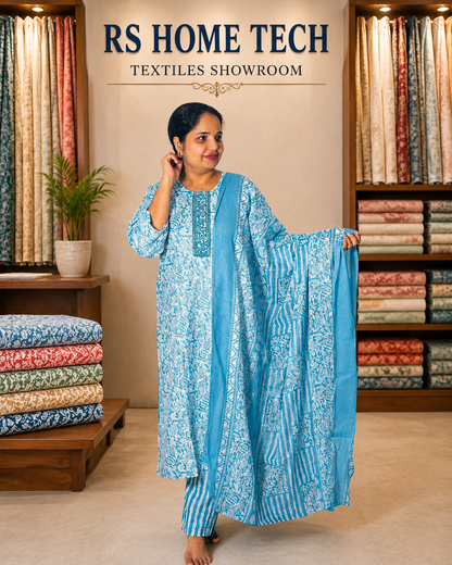 SURYA CHURIDAR-PEACOCK BLUE (411718) (3XL)