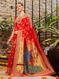 Jacquard Saree  Royal Peacock Collection ( red, OS )