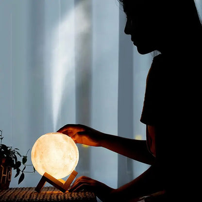 2-in-1 LED 3D Moon Lamp & Aroma Diffuser - Portable USB Air Humidifier with Night Light, Ultrasonic Technology, Ideal Gift for Home Decor, Meditation, and Sleep ( default, Standard ).