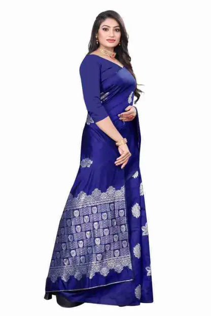 Banarasi Silk Saree  The Silver Elegance Edition ( blue, OS )