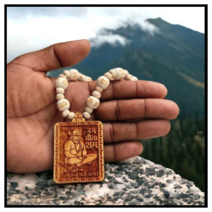 📿 Tulsi Mala Hanuman Ji Beads Wood Chain Set – Pack of 2 Wooden Bead Necklace with Hanuman Pendant for Pooja and Meditation