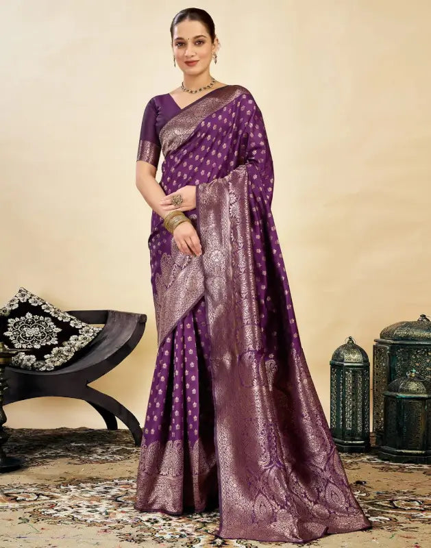 Jacquard Saree  Everyday Elegance Collection ( Wine, OS )