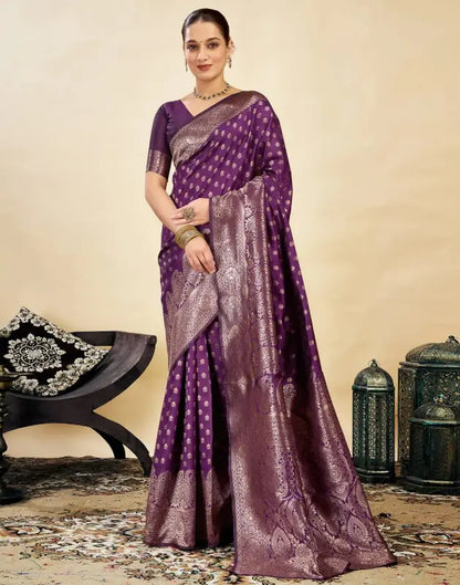 Jacquard Saree  Everyday Elegance Collection ( Wine, OS )