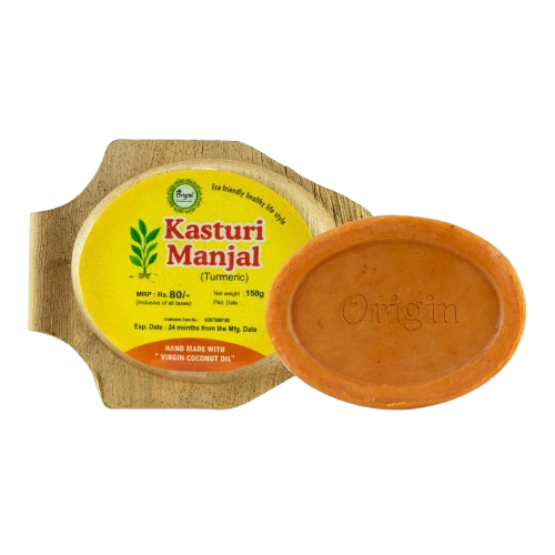 Kasturi Manjal 150 GRM (pala) Coconut oil Handmade Natural Pure soap(Pack of 3)