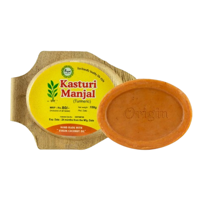 Kasturi Manjal 150 GRM (pala) Coconut oil Handmade Natural Pure soap(Pack of 3)