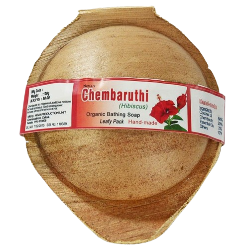 Chembaruthi(Hibiscus0) 100 GRM (pala) Coconut oil Handmade Natural Pure soap(Pack of 3)