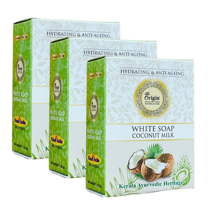 White soap coconut milk 125 GRM (Box) Coconut oil Handmade Natural Pure soap(Pack of 3)