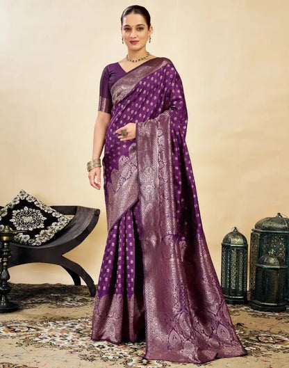 Jacquard Saree  Everyday Elegance Collection ( Wine, OS )