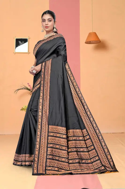 Banarasi Silk Saree  The Elegant Black Heritage Edition ( black, OS )
