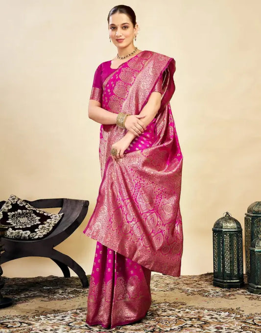 Jacquard Saree  Everyday Elegance Collection ( pink, OS )