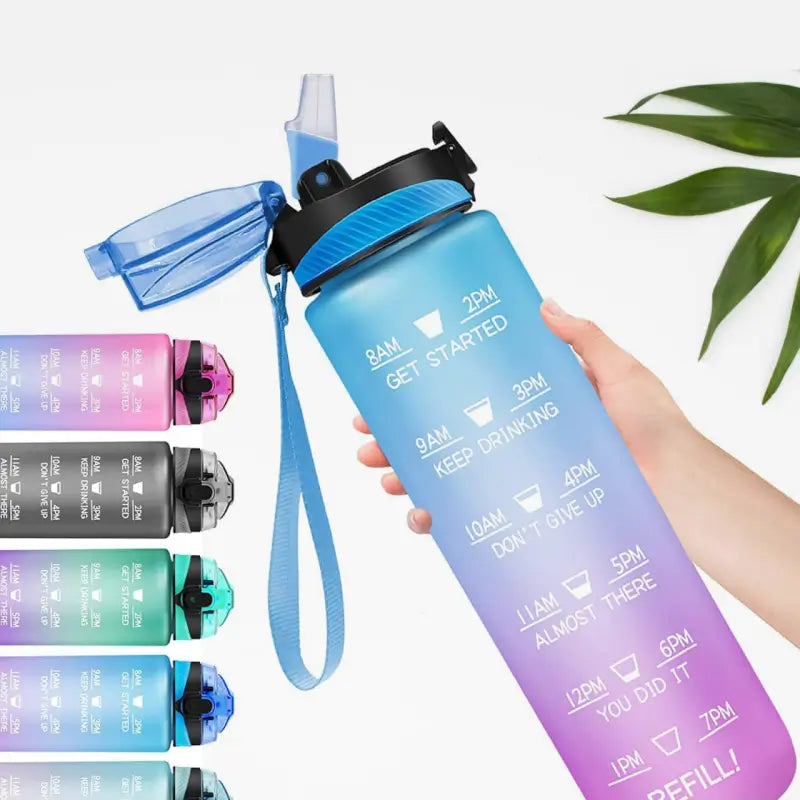 Motivational Water Bottle with Straw & Time Marker, Portable Gym Water Bottle (1 L), Leakproof Reusable, Special Design for Your Sports Activity, Hiking, Camping ( default, Standard ).