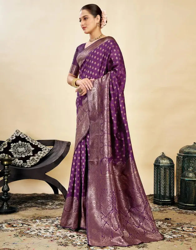 Jacquard Saree  Everyday Elegance Collection ( Wine, OS )