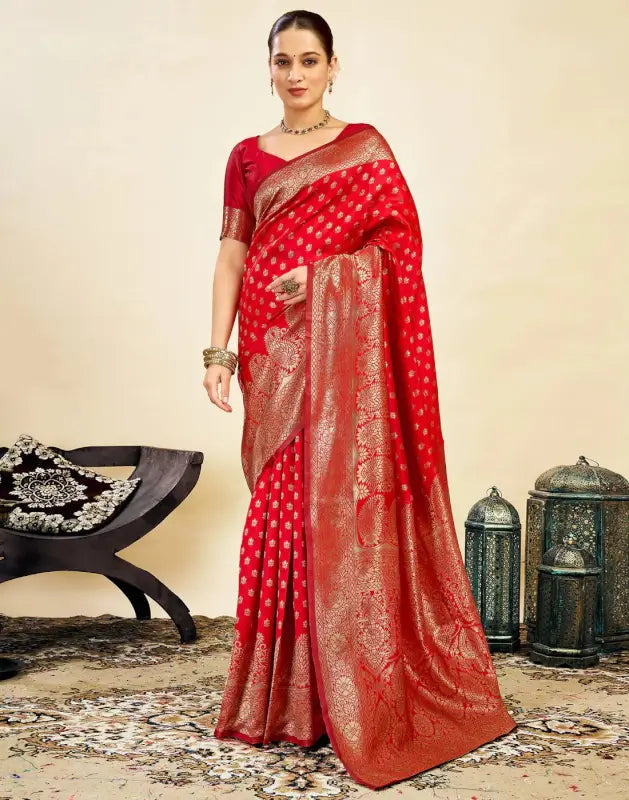 Jacquard Saree  Everyday Elegance Collection ( red, OS )