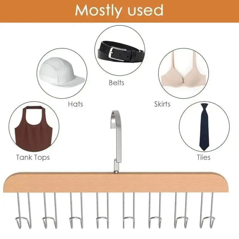Space-Saving 8-Hook Wooden Hanger Multi-Purpose Closet Organizer