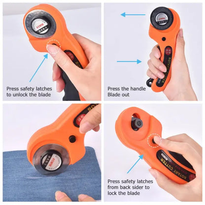Heavy Duty 45mm Rotary Cutter for Fabric Leather Paper Quilting Sewing Craft DIY Cutting Tool with Safety Lock (1 Pc)