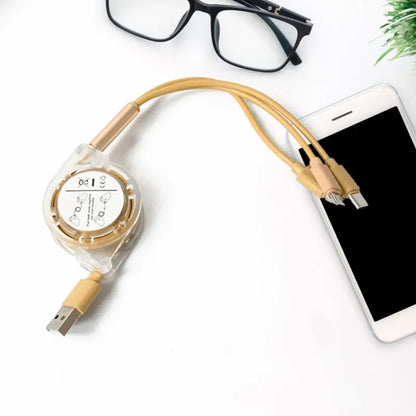 Retractable 3-in-1 Charging Cable – USB-C & Micro