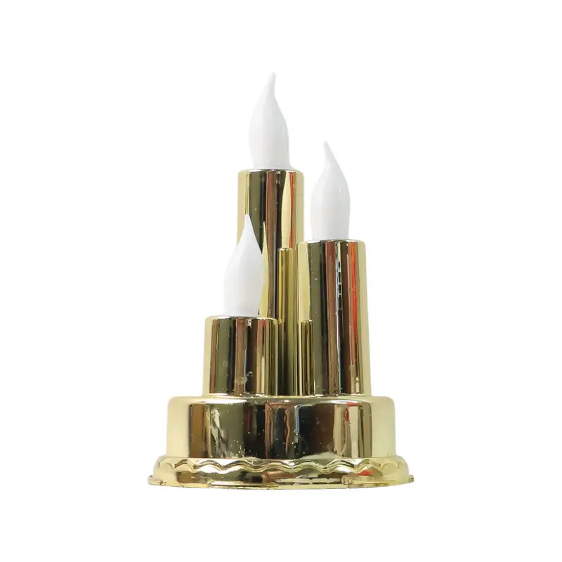 LED Flameless Triple Candle Lamp Golden Decorative Electronic Candle Light for Home Festival Diwali Decoration (1 Pc)