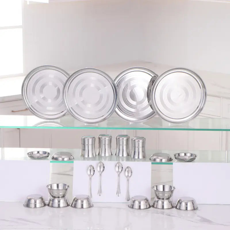 KIARAA STAINLESS STEEL 24 PIECES DINNER SET ( default, Free Size )