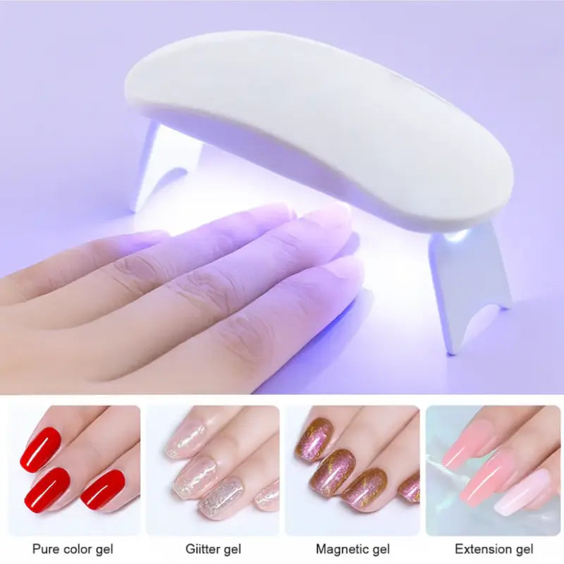 Mini Portable UV LED Nail Lamp USB Powered Gel Nail Polish Curing Dryer with Foldable Stand