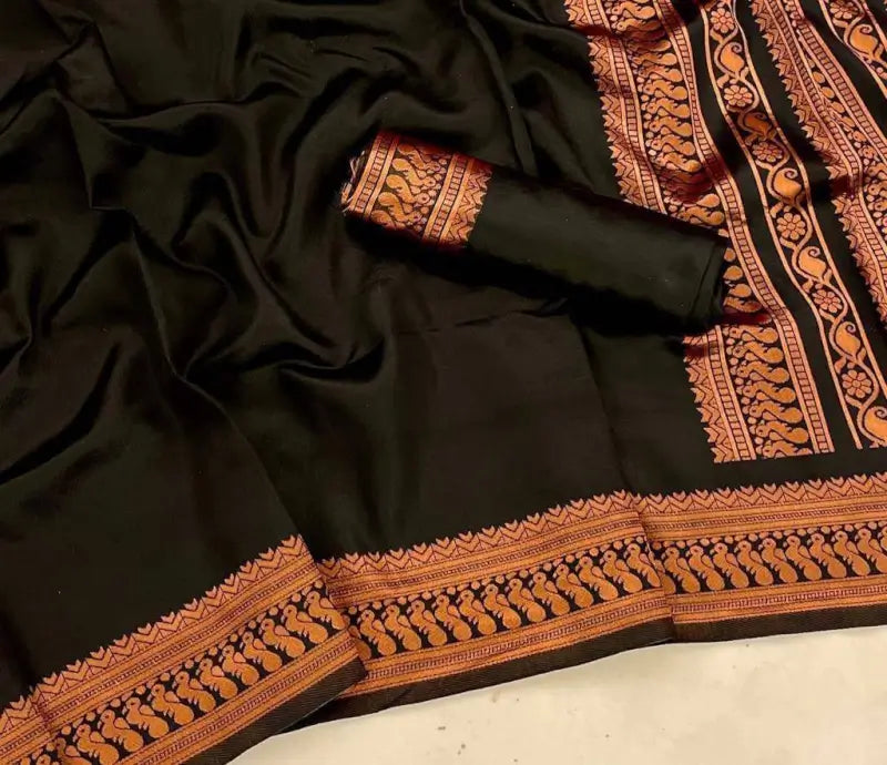 Banarasi Silk Saree  The Elegant Black Heritage Edition ( black, OS )