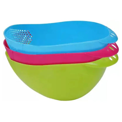 Virgin Rice Bowl Durable Plastic Strainer, Water Strainer | Vegetable & Fruits Washing Bowl ( default, Standard ).