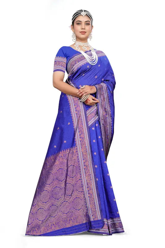 Jacquard Saree  The Sapphire Majesty Collection ( blue, OS )