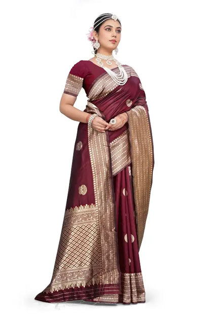 Banarasi Silk Saree  The Royal Maroon Edition ( maroon, OS )