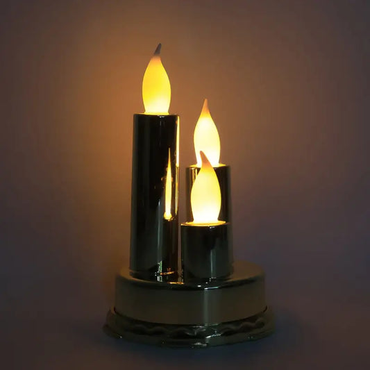 LED Flameless Triple Candle Lamp Golden Decorative Electronic Candle Light for Home Festival Diwali Decoration (1 Pc)