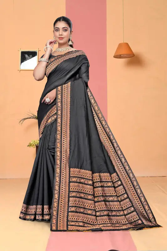 Banarasi Silk Saree  The Elegant Black Heritage Edition ( black, OS )