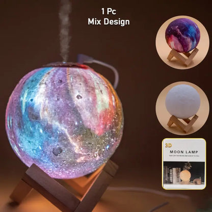 2-in-1 LED 3D Moon Lamp & Aroma Diffuser - Portable USB Air Humidifier with Night Light, Ultrasonic Technology, Ideal Gift for Home Decor, Meditation, and Sleep ( default, Standard ).