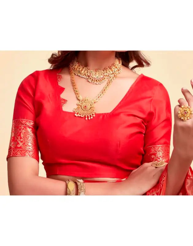 Jacquard Saree  Everyday Elegance Collection ( red, OS )