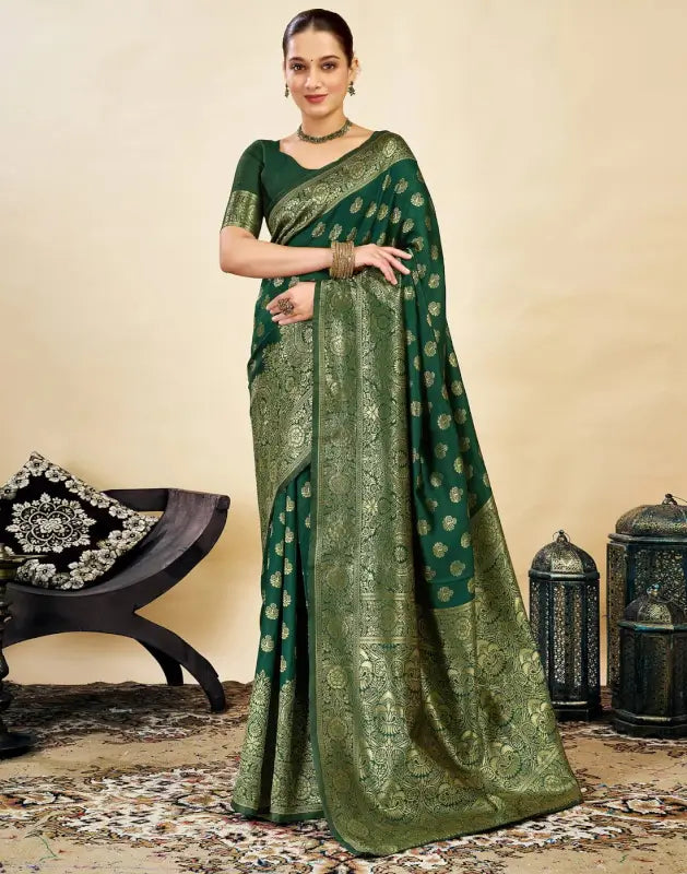 Jacquard Saree  Everyday Elegance Collection ( green, OS )