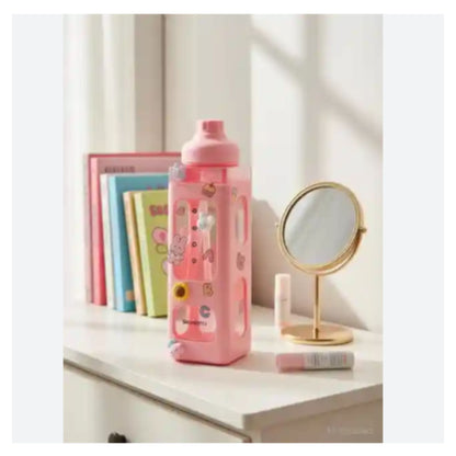 kawaii water bottle with lid and straw 700ml cute bottle for school office kids girls