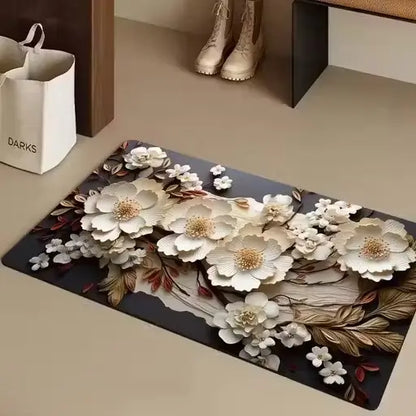 Rubber Floral Door Mat – Non-Slip Weatherproof Entry Mat