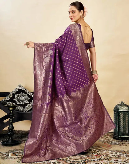 Jacquard Saree  Everyday Elegance Collection ( Wine, OS )