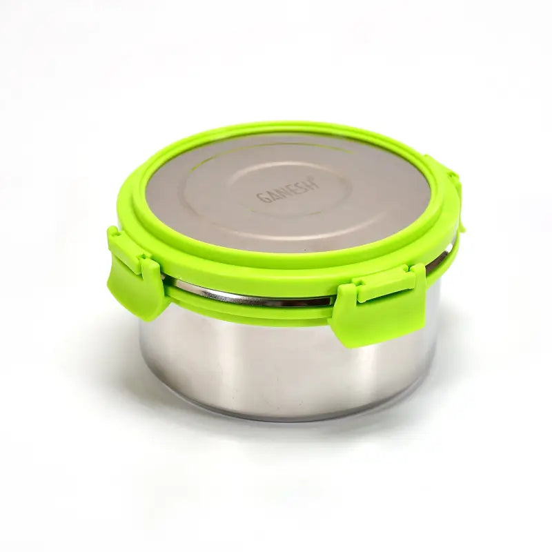 Ganesh Solo round 400 Stainless Steel Leak proof airtight Lunch Pack for Office & School Use ( default, Standard )