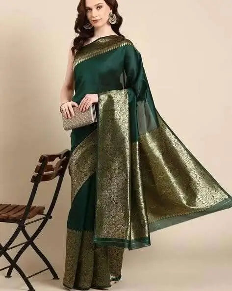 Jacquard Saree  Emerald Elegance Collection ( green, OS )