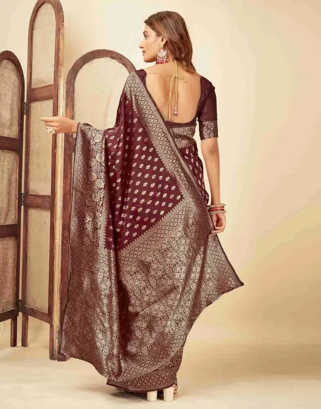 Jacquard Saree  Timeless Grace Collection ( maroon, OS )
